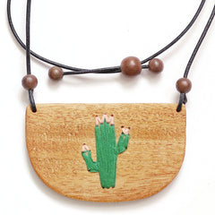 Fine art painting flowers over wood pendant in hippie boho style. Wooden hand painted necklace with flowers.