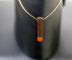 Wood jewelry set with ethnic stud earrings and necklace. Mayan earrings in exotic woods, golden surgical steel and hypoallergenic studs