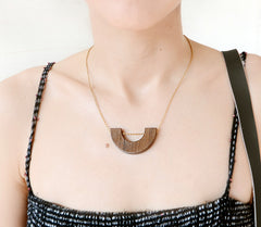 Precious wood jewelry set with necklace and earrings handmade. Ethnic Mayan jewelry set.