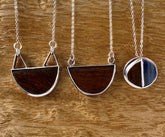 Silver wood necklace, Silver cat lovers pendant, Silversmith jewelry set, Silver and ironwood collar choker