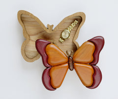 Hand carved horse, fox, dino, butterfly or bird box, Exotic and precious intarsia wood jewelry box, Natural wood bedroom for kids.