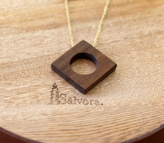 Precious wood jewelry with ethnic stud earrings and pendant, Wood necklace set with earrings stud, Mayan jewelry by Salvora