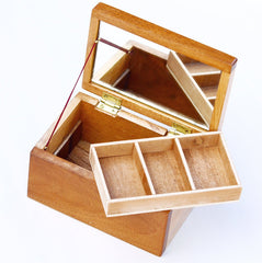 Wooden jewelry organizer for bedroom, Wooden makeup organizer, Jewelry box or keepsake box with mirror, Hand-painted flower, Salvora jeweler