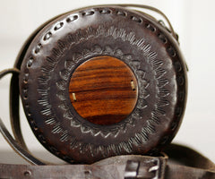 Leather and wood bag or round wooden bag, ironwood ethnic bag or premium bag, Leather and wood bag or ethical fashion bag, Circle shoulder bag