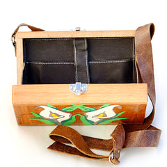 Wood leather purse clutch bag, Wooden small crossbody bags, Boho ethnic coach bags for sustainable fashion