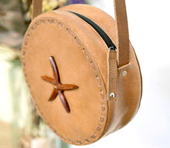 Leather and wood bag or round wooden bag, ironwood ethnic bag or premium bag, Leather and wood bag or ethical fashion bag, Circle shoulder bag
