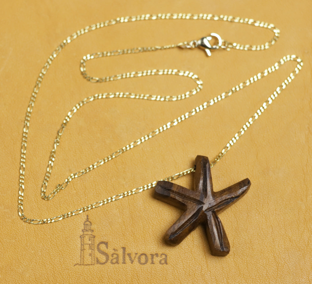 Hand wood necklace with starfish, fish, turtle orhorseshoe pendant made in sustainable jewelry,  Carved ironwood necklace, Exotic wood