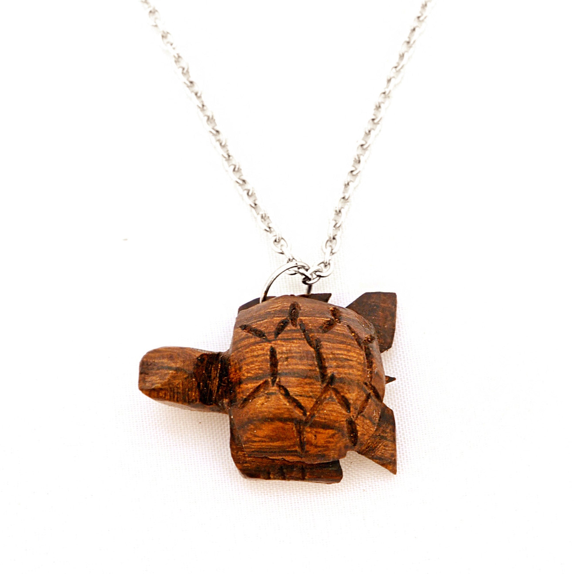 Hand wood necklace with starfish, fish, turtle orhorseshoe pendant made in sustainable jewelry,  Carved ironwood necklace, Exotic wood