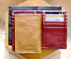 Eco-friendly leather pocket wallet for cards or bills, leather wallet handmade