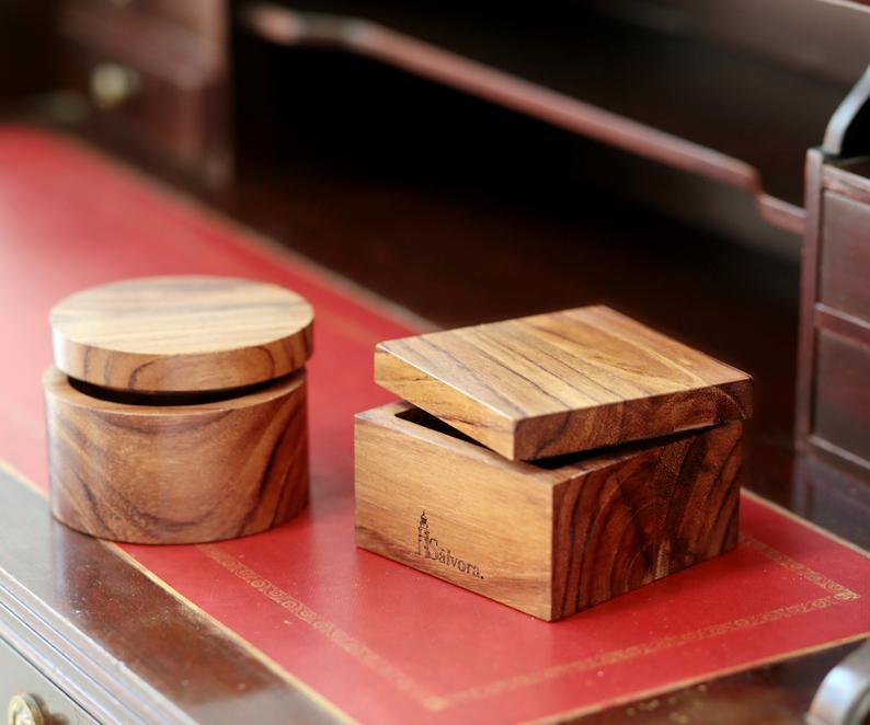 Joyero de arte en madera preciosa vintage, Caja alhajero de una pieza - SalvoraShop