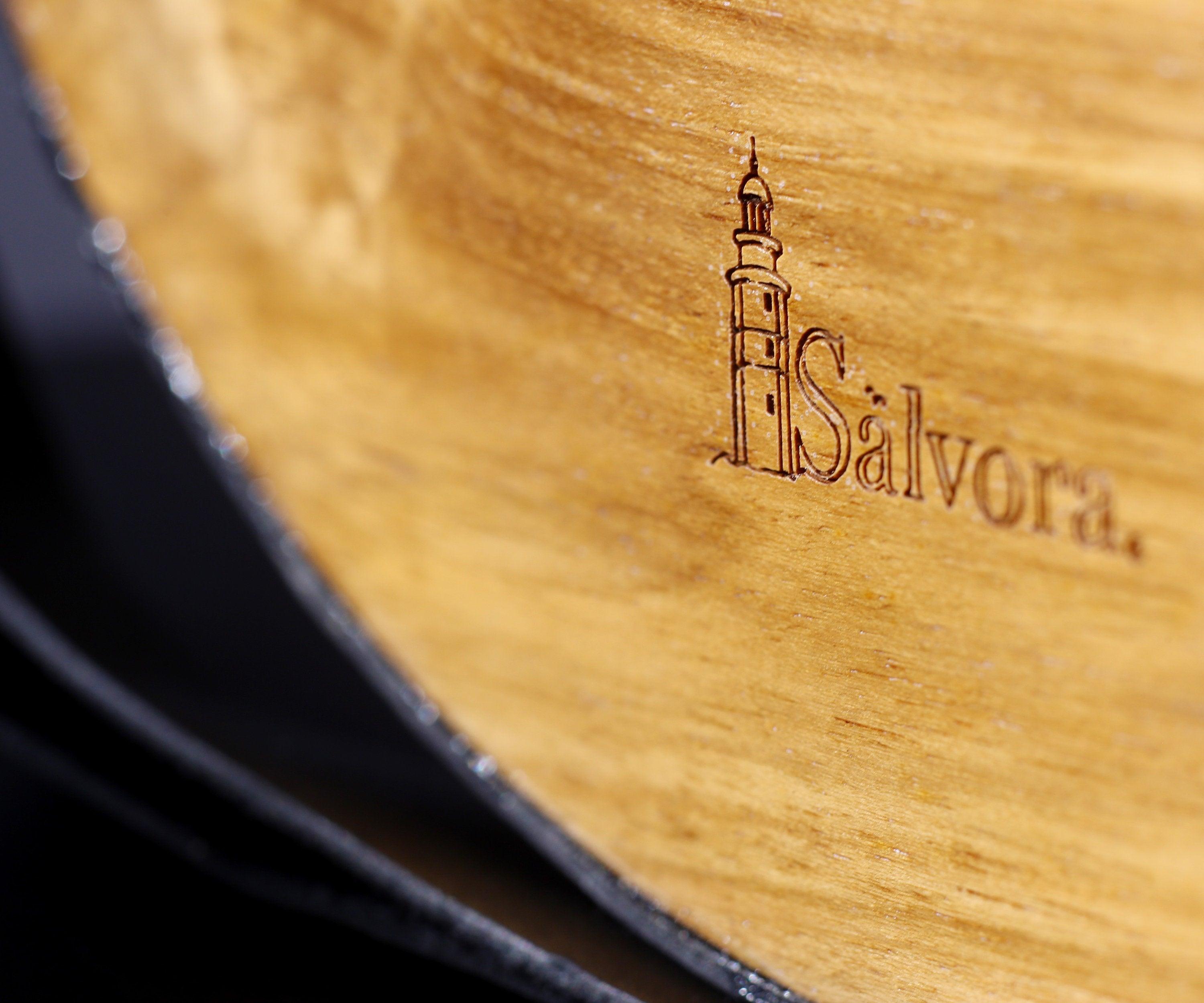 Bolso pequeño de hombro, de cuero y madera preciosa vintage - SalvoraShop